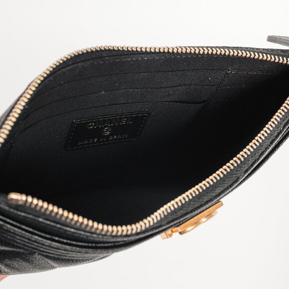 Chanel Black Caviar Leather Quilted Boy Zip Pouch - Picture 8 of 11